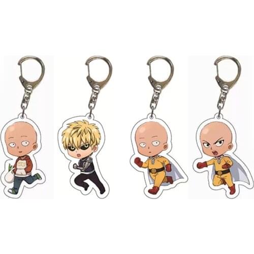 Cute One Punch Man Double Sided Acrylic Key Chain Saitama Anime Figure Keychain Boys Girls Gift Japan Anime Bag Pendant Trinkets