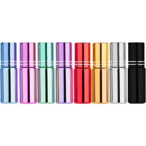 MUB - 5ml 100pcs UV Mini Glass Roller Bottle Refillable Essential Oil Bottle With Glass Roller Ball Empty Perfume Travel Case