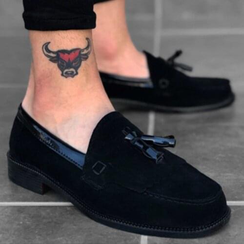 BA0062 Püsküllü Corcik Süet Siyah Klasik Erkek Kadın Unisex Ayakkabısı Özel Tasarım Türk Malı Yeni Model Kaliteli Hızlı kargo