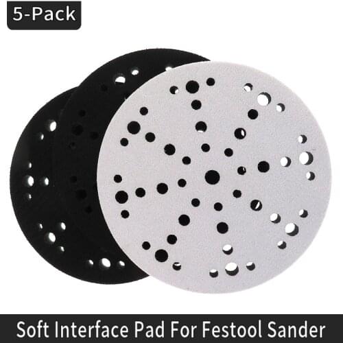 6" 48 Holes 150mm Soft Interface Pad Sponge Buffering Pad Damping & Protection Sanding Pad for Hook and Loop Sanding Discs