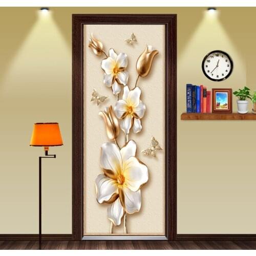 Door Stickers Landscape Waterproof Living Room Bedroom Door Wallpaper Self Adhesive Art Wall Decals Imitation 3D Wall Sticker