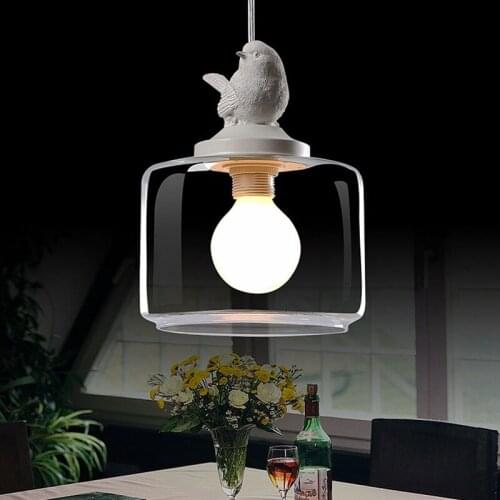 Nordic Bird Pendant Light Modern Glass Hanging Lamp Kitchen Industrial Lamp Loft Decor Dining Room Lights Suspension Luminaire
