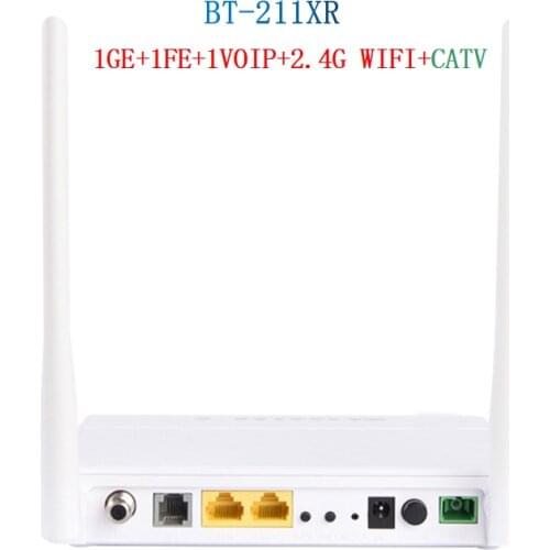 Fiber Optic Equipment Xpon Gpon Nnt 1GE+1FE+VOIP+2.4G WLAN +CATV WIFI ONU FTTH Router 2 Ports 5dBi 2 Antenna