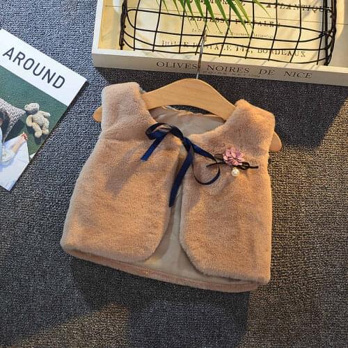 Autumn winter baby Faux fur vest Sleeveless Coat Outerwear Jacket infant Waistcoat Warm children girls vest kids thicken coat