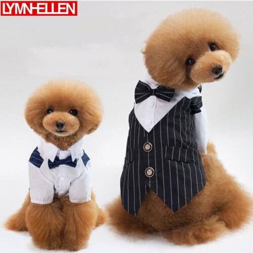 Autumn and Winter New Style Dog Pet Clothes Wedding Suit Shirt for Small Teddy Dog Bowtie Gentleman Tuxedo Pet Christmas Costume