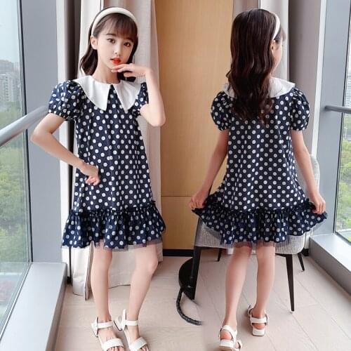 Bow Hollow Princess Dress Summer Children Sweet Girls Dress New Fashionable Clothing Kid Girl White Ruffle Dress Party Vestidos