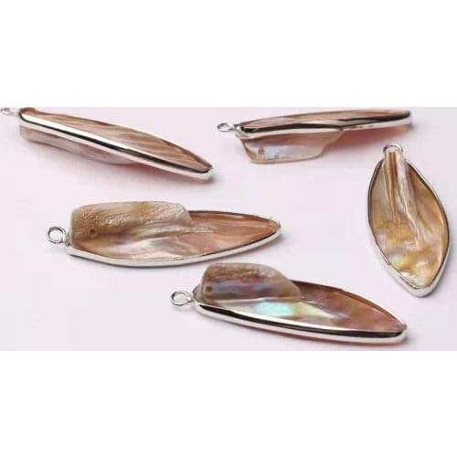 Natural Shell Pendant Long Leaf Oval Charms Pendant 16*43MM For DIY Jewelry Making Finding Accessories