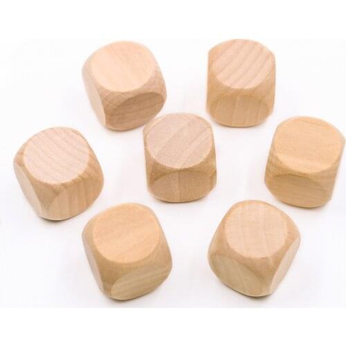 2PCS 30mm Blank Wooden Dice 6 Sided Dice Wood Crafts Party Family DIY Games Printing Engraving Kid Toys Education Accessories