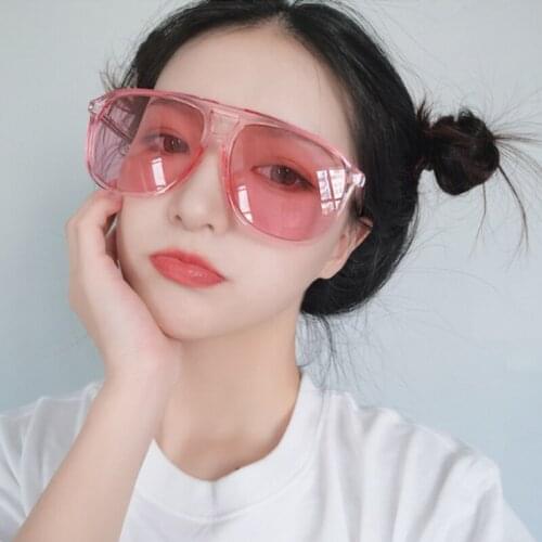 Retro Luxury Oversized Sunglasses Men Women Trendy Colorful Jelly Color Sun Glasses Vintage Transparent White Pink Eyewear UV400