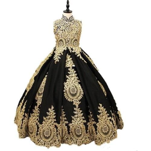 Custom Luxury Flower Girl Dress for Wedding Lace Up Back Puffy Tulle Applique Girls Pageant Gown Communion Party Dress