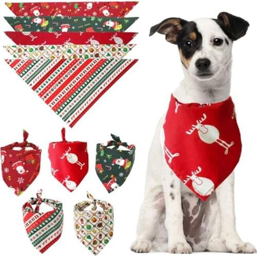 Christmas Pet Dog Puppy Santa Elk Snowflake Bandana Bibs Towel Scarf Neckerchief Dog Product Holiday Accessories Supplies