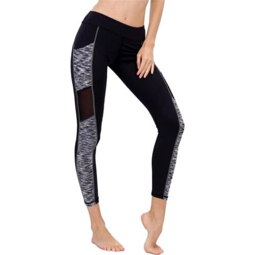 Mesh Panel Women Running Stretch Sports Pants Trousers Yoga Fitness Leggings