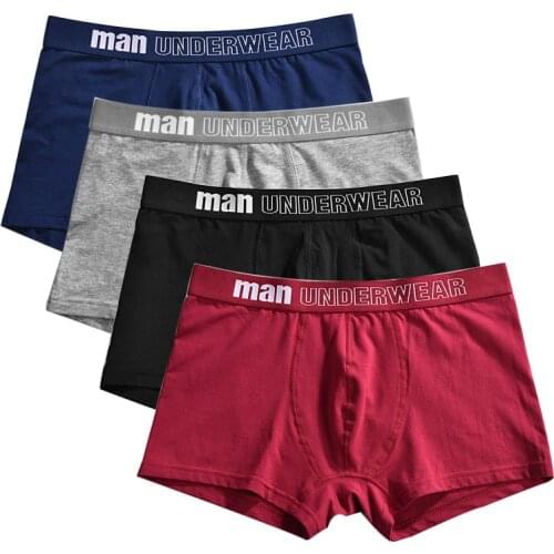 4 pcs/lot Boxer Men Underwear Cotton Man Short Breathable Solid Flexible Shorts Boxer Pure Color Underpants vetement homme