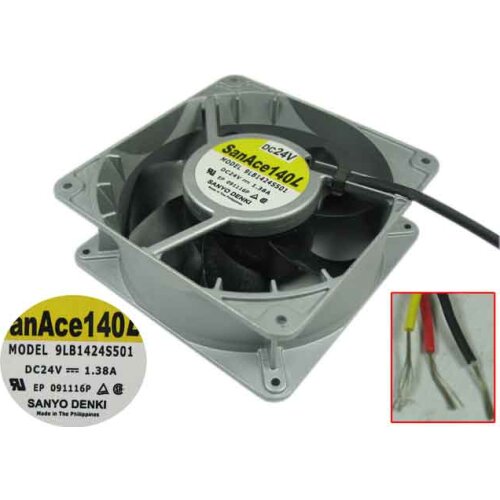 SANYO DENKI 9LB1424S501 DC 24V 1.38A 140x140x51mm Server Cooling Fan