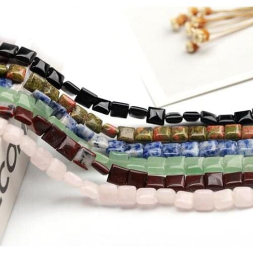 High Quality Natural Stone 8mm Square Shape Necklace Bracelet Jewelry Gem Loose Beads 38cm wk187
