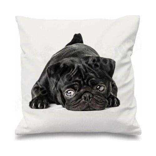 Funny Black Pug Puppy Dog Decorative Cushion Cover Pug Dogs Throw Pillow Case Cute Lovely Pug Chair Outdoor Room Decor Pet Gifts