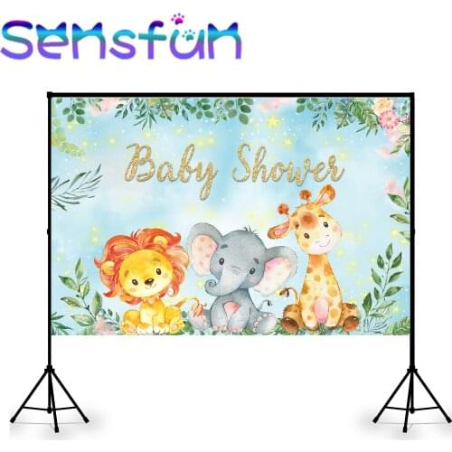 Photographic Background Props Baby Shower Birthday Party Photocall Banner Jungle Safari Party Animals Wild one Background Cover