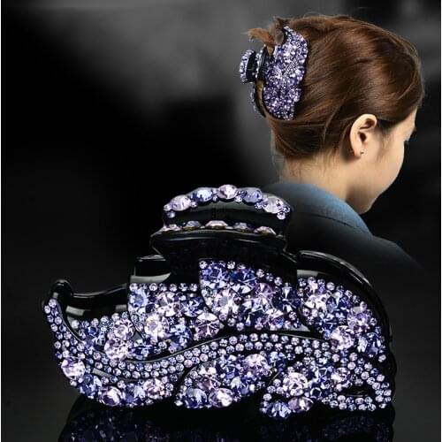 Leaves Rhinestone Hair Claw Hairpin Vintage Women Crystal Butterfly Hair Clips Crab Barrettes Fashion Hair Accessories Jewelry