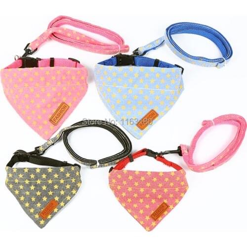 12 sets/lot Pets Dog/Cat Collar Small Medium Dogs Necklace Bandana Pet Cats Collars Leashes Set