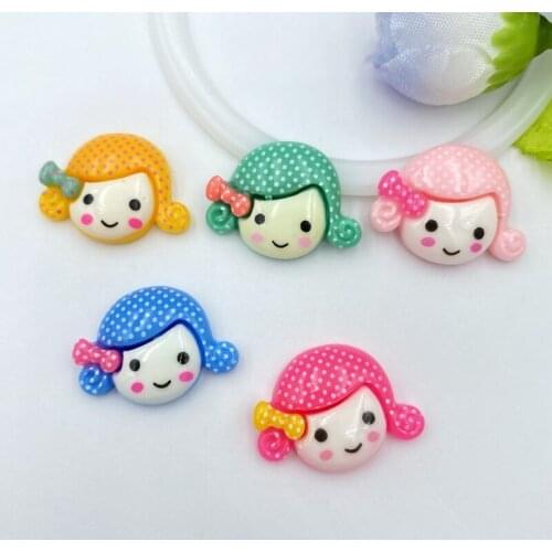 20pcs Kawaii Resin mixed girls head Flat back DIY Scrapbook Embellishment Phone Craft Decoration C07