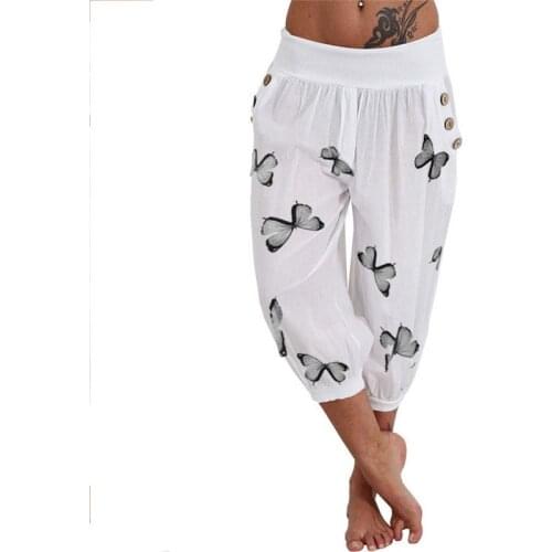 2021 Plus Size High Waist Oversized Harem Pants Women Fall Winter Butterfly Pattern Casual Animal Print Fashion Loose Trousers