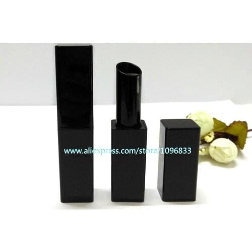 30pcs/lot Square Black Lipstick Tubes DIY Lipbalm Tube Magnetic Buckle Cap 11.1MM Caliber Inclined Hole Can be Filled Directly