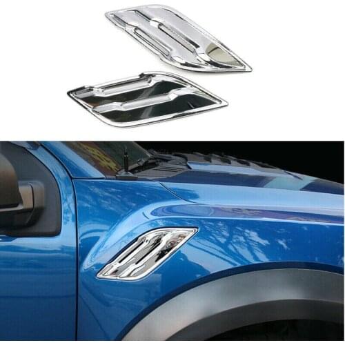 ABS Chrome Grain Stick-on Side Fender Vent Outlet Cover Trim Decoration for Ford Raptor F150 -2020 Car Accessories