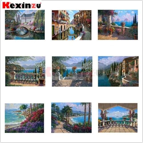 Kexinzu Diamond Painting Cross Stitch "Beautiful Scenery Sea" Full Square Round Diy 5d Diamond Embroidery Picture Rhinestone Art