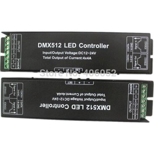 Free shipping 4 channels LED RGBW Digital display Controller DMX 512 LED Decoder & Driver 12V DMX Controller