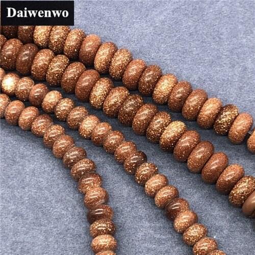 Gold Sand Stone Beads 3.5*6mm 4*8mm Natural Loose Stone DIY Bracelet Accessories