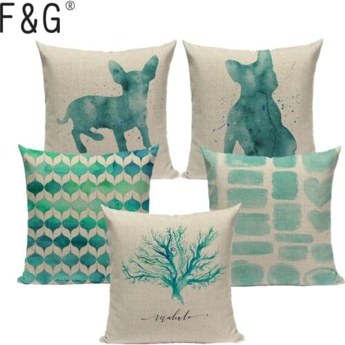 Pillow Case Linen Diamonds geometry stripe green Square Office Home Car Chair Pillows custom print cushion cover Dropshipping