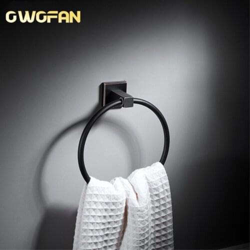 Black Towel Rings Luxury Bathroom Accessories Wall Mounted Towel Holder Bath Hardware Home Decoration Towel Rack A08-615