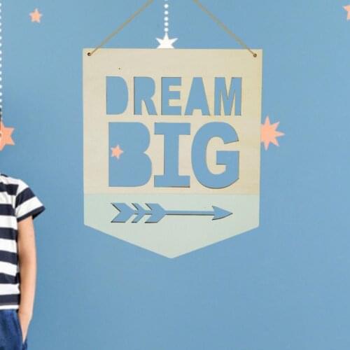 Wood Chip Wall Pendant Exquisite Home Decoration Portable Dream Big Photo Prop for Kids Room Home Decoration