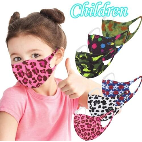 1-5pcs Children Ski Fasemask Kids Boys Girls Crown Printed Reusable Bandana Washable Cotton Facemask Balaclava Mascarillas