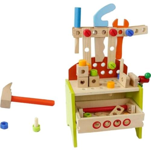 Kids Workbench with Repairing Tools, Wooden Toys Set, Baby Boy Gift Learning Toy Construction Kit Pretend Playset