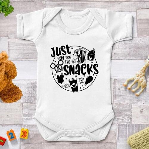 Just Snack Funny Letter Printed Newborn Baby Clothes Summer White Baby Girl Boy Bodysuit Harajuku Graphic Baby Infant Tops0-24M