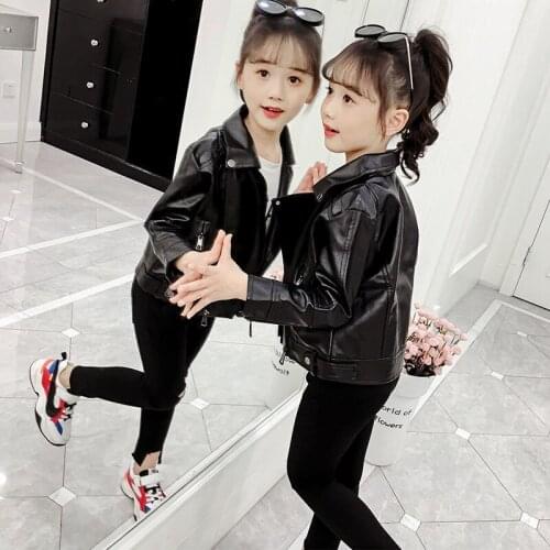 Girls Babys Coat Jacket Outwear 2021 PU Thicken Winter Plus Velvet Warm Cotton Fleece High Quality Childrens Clothing