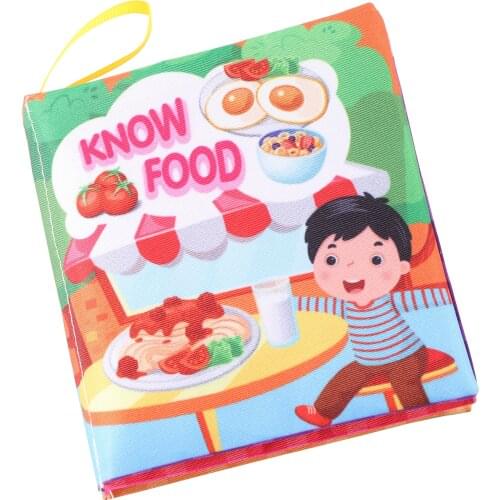 Infant Salsa Sound Paper Tear-proof English Soft Cloth Book Baby Know the Food Fabric Book Child Kids Early Education Toy