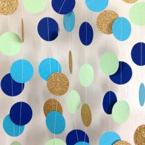 Jumbo Aquamarine Wedding Garland, Paper Garland, Mint, Blue, Navy Garland, Baby Boy, Baby Shower, Birthday Party, Gold Glitter