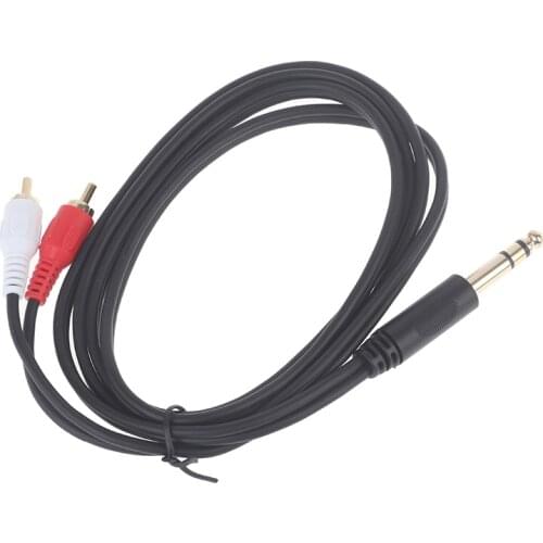 6.35mm to 2RCA Cable, RCA Cable Gold Plated Series 6.35mm 1/4 inch Male to 2RCA Male Audio Adapter Y Splitter RCA Cable, 1.5