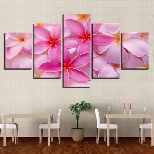 Framed 5 Piece Picture Beautiful Pink petals Canvas Art Print Oil Painting Wall Pictures for Living Room Paintings Decorativons