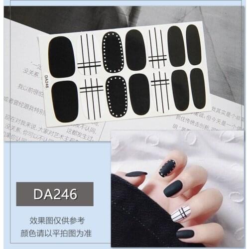 Lamemoria 14tips/sheet Glitter Powder Gradient Color Sticker Nail Wraps Full Cover Polish Stickers Adhesive Decoration DA241-260