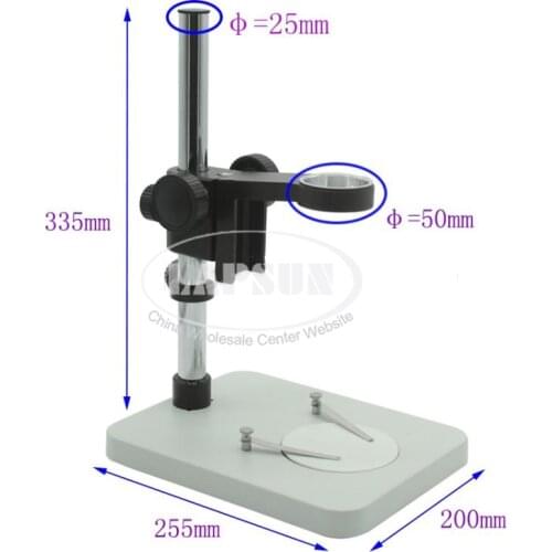 Metal 25mm Pillar Table Stand Stereo Microscope Bracket Stand Holder Ring with 50mm Adjustable Focus Bracket