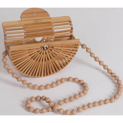 Fashion Handmade Bamboo Root Bracelet Bamboo Weaving Hollow Literary Flip Phone Female Bag