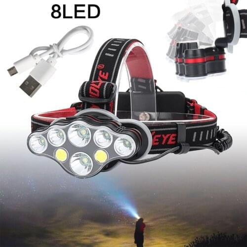 Powerful led headlamp USB Rechargeable Head Lamp 8 LED Headlight Head flashlight Waterproof Flashlight head torch Lantern