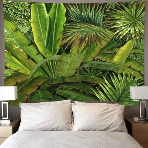 Tropical Plant Printed Tapestry Wall Hanging Nordic Home Living Room Bedroom Fabric Hanging Painting Background Decoration