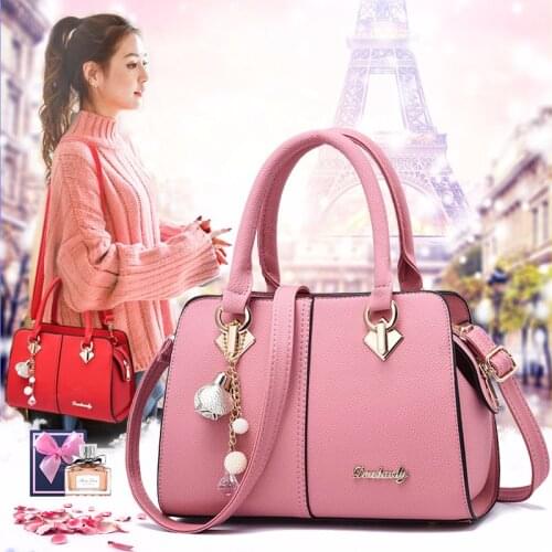 New style Ladies new one-shoulder handbag European and American fashion pu Boston crossbody bag huashen 28X11X19cm