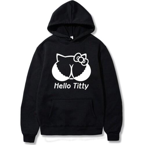 New Arrival Funny Anime Hoodies Harajuku Pullover Sweatshirt Hello Titty Print Hoodie Unisex High Quality Clothes