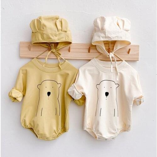 Autumn Baby Girl Bodysuits Clothes For Baby Girl Cute Cartoon One-Piece Jumpsuit Hat Suit Baby Girl Clothes