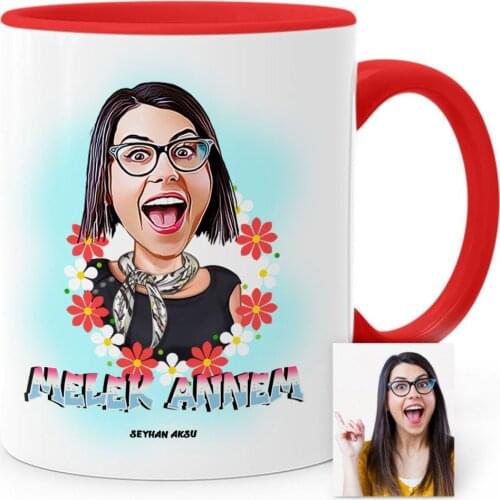 Personalized Angel Mom Cartoon Red Mug Cup